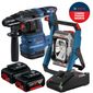 Combo Refletor Sem Fio + Martelete Bosch Com 2 Baterias 18v 4ah e Carregador