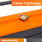 Caixa Laranja e Preta 7 Gavetas Com Rodas e Puxador 91804 Presto