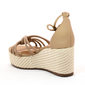 SANDÁLIA PLATAFORMA VIZZANO CABEDAL TIRAS CALCANHAR FECHADO COM AMARRAÇÃO LINHÃO BEGE SANDÁLIA PLATAFORMA VIZZANO CABEDAL TIRAS CALCANHAR FECHADO COM AMARRAÇÃO LINHÃO BEGE