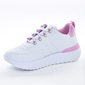 Tênis Jogger Ramarim Lateral Escrita Microperfuros com Recortes Posterior Fita Branco e Rosa