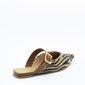 Sapato Mule Ramarim Bico Fino Animal Print Detalhe Fivela Bege e Marrom