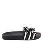Chinelo Slide Moleca Listrado com Dois Laço Preto e Off White