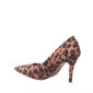 Sapato Scarpin Vizzano Bico Fino Estampado Onça Caramelo e Preto