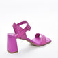 Sandália Bottero Couro com Tira Larga Bico Quadrado Salto Médio Rosa