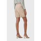 Bermuda Flor de Lis Alfaiataria Algodão Lisa Bolso Faca Barra Dobrada Bege