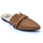 Sapato Mule Moleca Cabedal Vazado com Duas Tiras Verniz Caramelo Sapato Mule Moleca Cabedal Vazado com Duas Tiras Verniz Caramelo