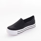 Tênis Flatform Via Marte Slip-On Detalhe Listra no Salto Microperfuros Preto e Branco