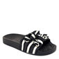 Chinelo Slide Moleca Listrado com Dois Laço Preto e Off White