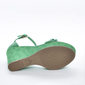 Sandália Anabela Ramarim Cabedal Tira Tressê Calcanhar Fechado Salto Alto Animal Print Verde