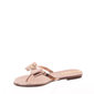 Sandália Rasteira Molekinha Sola Listrada Detalhe Laço Coroa Ouro Rosado