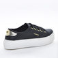 Tênis Flatform Moleca Detalhe Dourado Aplicação Metal Logo Preto Tênis Flatform Moleca Detalhe Dourado Aplicação Metal Logo Preto