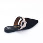 Sapato Mule Vizzano Camurça Bico Fino Detalhe Fivela Preto e Rosê Sapato Mule Vizzano Camurça Bico Fino Detalhe Fivela Preto e Rosê