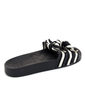 Chinelo Slide Moleca Listrado com Dois Laço Preto e Off White