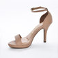 Sandália Vizzano Cabedal Tira Calcanhar Fechado Salto Fino Bege Sandália Vizzano Cabedal Tira Calcanhar Fechado Salto Fino Bege