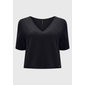 Blusa Cropped Lunender Viscose Elastano Decote V Manga Curta Lisa Preto