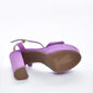 Sandália Plataforma Vizzano Cabedal Tira Salto Alto Grosso Fechamento Fivela Roxo