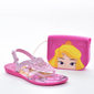 Sandália Grendene Disney Princesas Clutch Cabedal Coroa Acompanha Bolsa Rosa