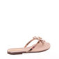 Sandália Rasteira Molekinha Sola Listrada Detalhe Laço Coroa Ouro Rosado