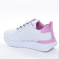 Tênis Jogger Ramarim Lateral Escrita Microperfuros com Recortes Posterior Fita Branco e Rosa