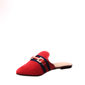 Sapato Mule Moleca Camurça Detalhe Listra Fivela Bico Fino Vermelho e Azul Marinho Sapato Mule Moleca Camurça Detalhe Listra Fivela Bico Fino Vermelho e Azul Marinho