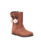 Bota Cano Médio Klin Detalhe Laço Pompom Caramelo