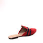 Sapato Mule Moleca Camurça Detalhe Listra Fivela Bico Fino Vermelho e Azul Marinho Sapato Mule Moleca Camurça Detalhe Listra Fivela Bico Fino Vermelho e Azul Marinho