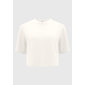 Blusa Cropped Lunender Viscose Elastano Ampla Manga Curta Lisa Off White