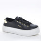 Tênis Flatform Moleca Detalhe Dourado Aplicação Metal Logo Preto Tênis Flatform Moleca Detalhe Dourado Aplicação Metal Logo Preto