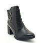 Bota Ankle Boot Bottero Couro Detalhe Mini Croco Metal Preto