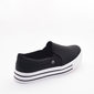 Tênis Flatform Via Marte Slip-On Detalhe Listra no Salto Microperfuros Preto e Branco
