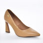 Sapato Scarpin Vizzano Croco Salto Triangular Alto Bege