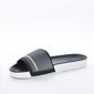 Chinelo Slide Molekinho Cabedal Estampa Bolinhas Listras Logo Detalhe Neon Preto