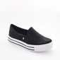 Tênis Flatform Via Marte Slip-On Detalhe Listra no Salto Microperfuros Preto e Branco