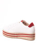 Tênis Bebecê Flatform Salto Detalhe Corda Listra Lateral Branco e Vermelho