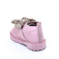 Bota Molekinha Fechamento Velcro com Laço Brilhoso Solado Tratorado Rosa