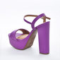 Sandália Plataforma Vizzano Cabedal Tira Salto Alto Grosso Fechamento Fivela Roxo