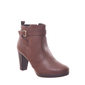 BOTA ANKLE BOOT MODARE ULTRA CONFORTO SALTO GROSSO DETALHE FIVELA MARROM