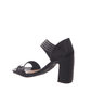 Sandália Ramarim Total Comfort Salto Grosso Trabalhado Tira com Listra Verniz Preta