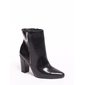 Bota Ankle Boot Via Marte Veniz Molhado Zíper Lateral Bico Fino Preta