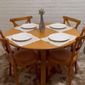 Conjunto Mesa Redonda X 120cm Com 4 Cadeiras X Madeira Maciça Mel Conjunto Mesa Redonda X 120cm Com 4 Cadeiras X Madeira Maciça Mel