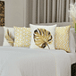 Kit: 4 Capas de Almofada Decorativas Floral Mili Dourado