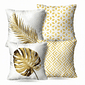 Kit: 4 Capas de Almofada Decorativas Floral Mili Dourado