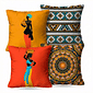 Kit: 4 Capas de Almofada Decorativas Mulher Africana