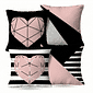 Kit 4 Capas de Almofada Decorativas Geo Heart