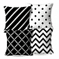 Kit: 4 Capas de Almofada Decorativas Serit Preto e Branco