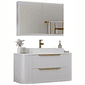 Kit Conjunto de Balcão Para Banheiro Alice 100cm Suspenso Branco Fabribam