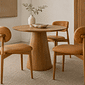 Cadeira Porto Estofada Corino Caramelo em Madeira Maciça cor Imbuia com Design Minimalista Cadeira Porto Estofada Corino Caramelo em Madeira Maciça cor Imbuia com Design Minimalista