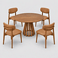 Conjunto De Jantar Mesa Redonda Lira Com 4 Cadeiras Porto Caramelo Conjunto De Jantar Mesa Redonda Lira Com 4 Cadeiras Porto Caramelo