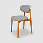 Cadeira Porto Estofada Linho Cinza em Madeira Maciça cor Mel com Design Minimalista Cadeira Porto Estofada Linho Cinza em Madeira Maciça cor Mel com Design Minimalista