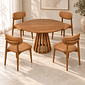 Conjunto De Jantar Mesa Redonda Lira Com 4 Cadeiras Porto Caramelo Conjunto De Jantar Mesa Redonda Lira Com 4 Cadeiras Porto Caramelo